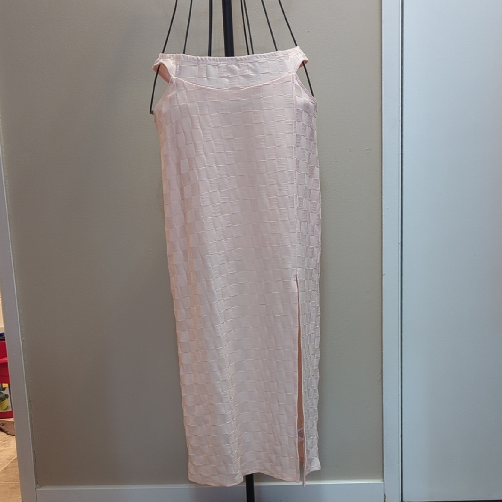 Pink Maxi Pencil Skirt with Slit and Hip Cut Outs